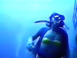 Wreck Scuba Diver In Swimsuit